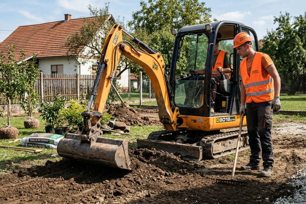 Zemljani radovi i priprema terena mini bagerom za uređenje okućnice – hortikultura General Nokorov
